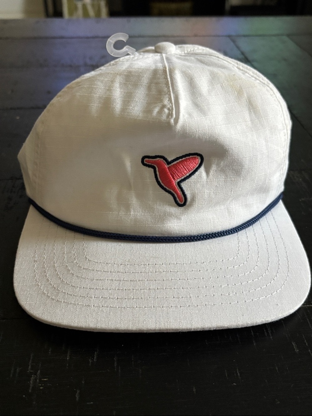 Birddogs OSFM White Cap Embroidered Whale Accent Adjustable Golf